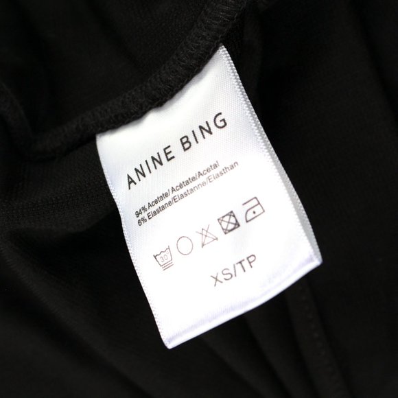 Anine Bing Alaia Black Ruched Dress Draping Long Sleeve Mini X-Small XS NEW - Picture 9 of 9